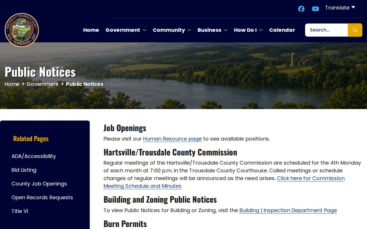 Trousdale County booking-record public-records request page